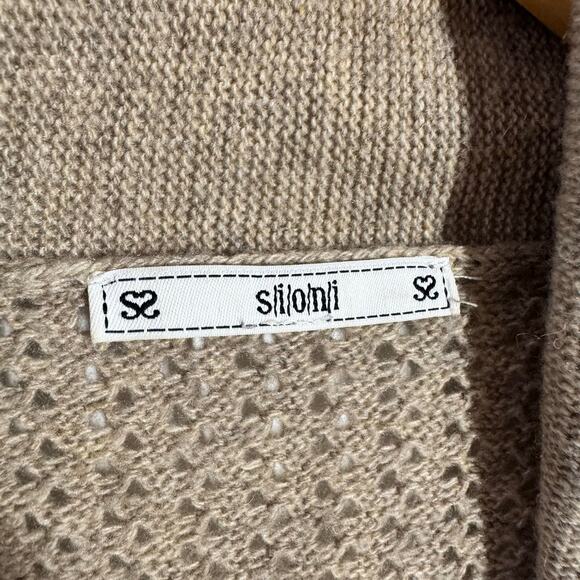 Sioni Shawl Collar Old Money Cashmere Cardigan Sweater Women Tan Grandpacore - Picture 6 of 8